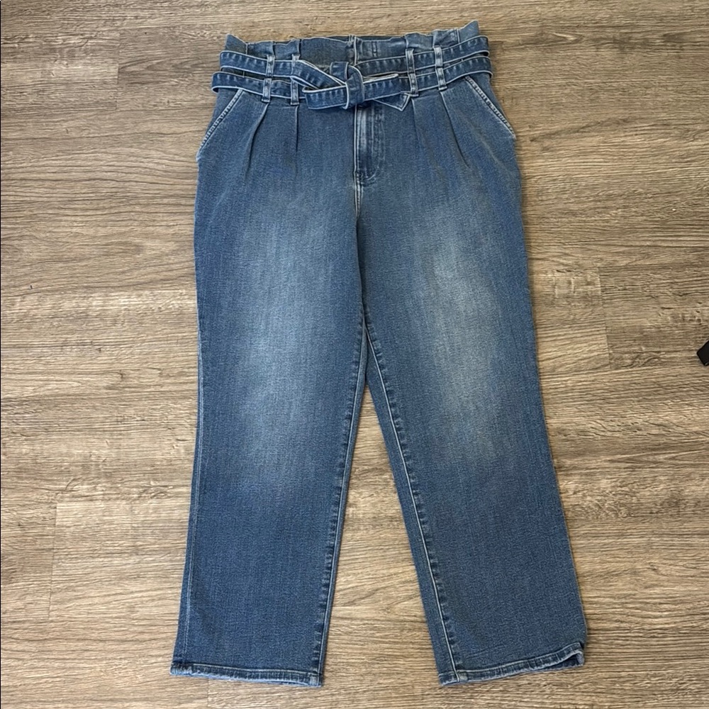 Express Blue Paperbag Waist Cropped‎ Jeans